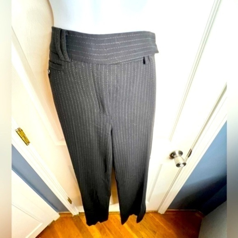 Ann Taylor Women’s 6 Black Pinstripe Wool Blend Flare Leg Trouser Dress Pants S
